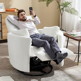 Swivel Rocker Recliner Chair, Manual Nursery Rocking Chair Upholstered Adult Rocking Chair with 2 Pillows for Living Room Bedroom (White, Manual Operation) choairy