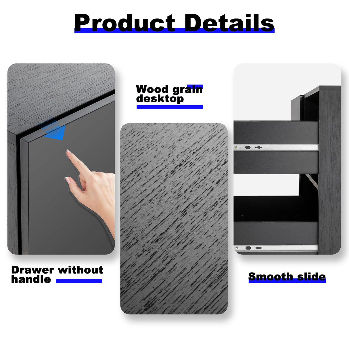 Anbuy LED Black 6 Drawer Double Dresser with Light, Modern Dresser with High Gloss Drawers Dual Chest of Drawers Black Dresser for Bedroom with Lights (Black) Anbuy