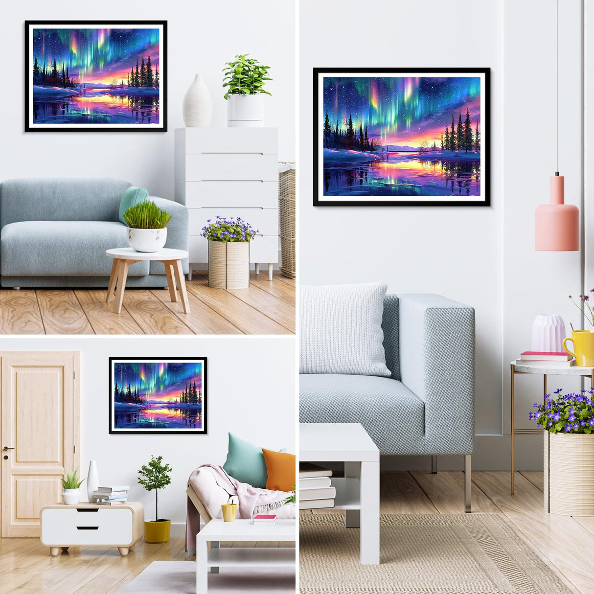MXJSUA Ice Lake Aurora Diamond Painting Kits for Adults, DIY Round Diamond Gem Art Kits, Diamond Dots Drill Art Kits Completes for Beginners Picture Craft for Home Wall Decor 12x16 inch MXJSUA