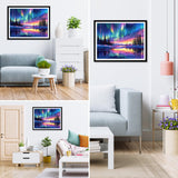 MXJSUA Ice Lake Aurora Diamond Painting Kits for Adults, DIY Round Diamond Gem Art Kits, Diamond Dots Drill Art Kits Completes for Beginners Picture Craft for Home Wall Decor 12x16 inch MXJSUA