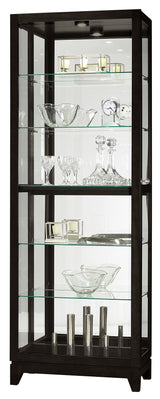 Howard Miller Luke IV Curio Cabinet - Heighted Showcase Black Finish Beveled Glass Door Adjustable Shelves Illuminated Interior Lightning Perfect for Living Room Office and Room Decor Howard Miller