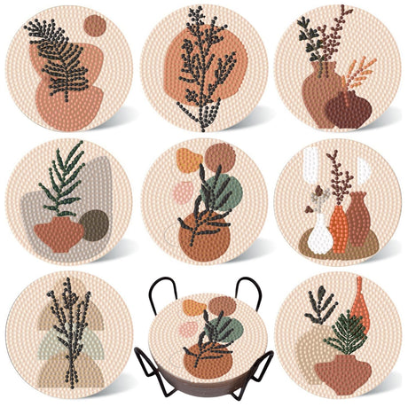 8 Pcs Diamond Painting Coasters Kits with Holder,Boho Diamond Art Coasters Set for Drinks Coffee Table, Gem Painting kit for Beginners Adults DIY Art Craft Gifts Home Decors (8pcs Boho) Bulerrylulu