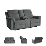 Signature Design by Ashley Barnsana Minimalist Power Reclining Loveseat with Console and USB Charging Ports, Gray Signature Design by Ashley