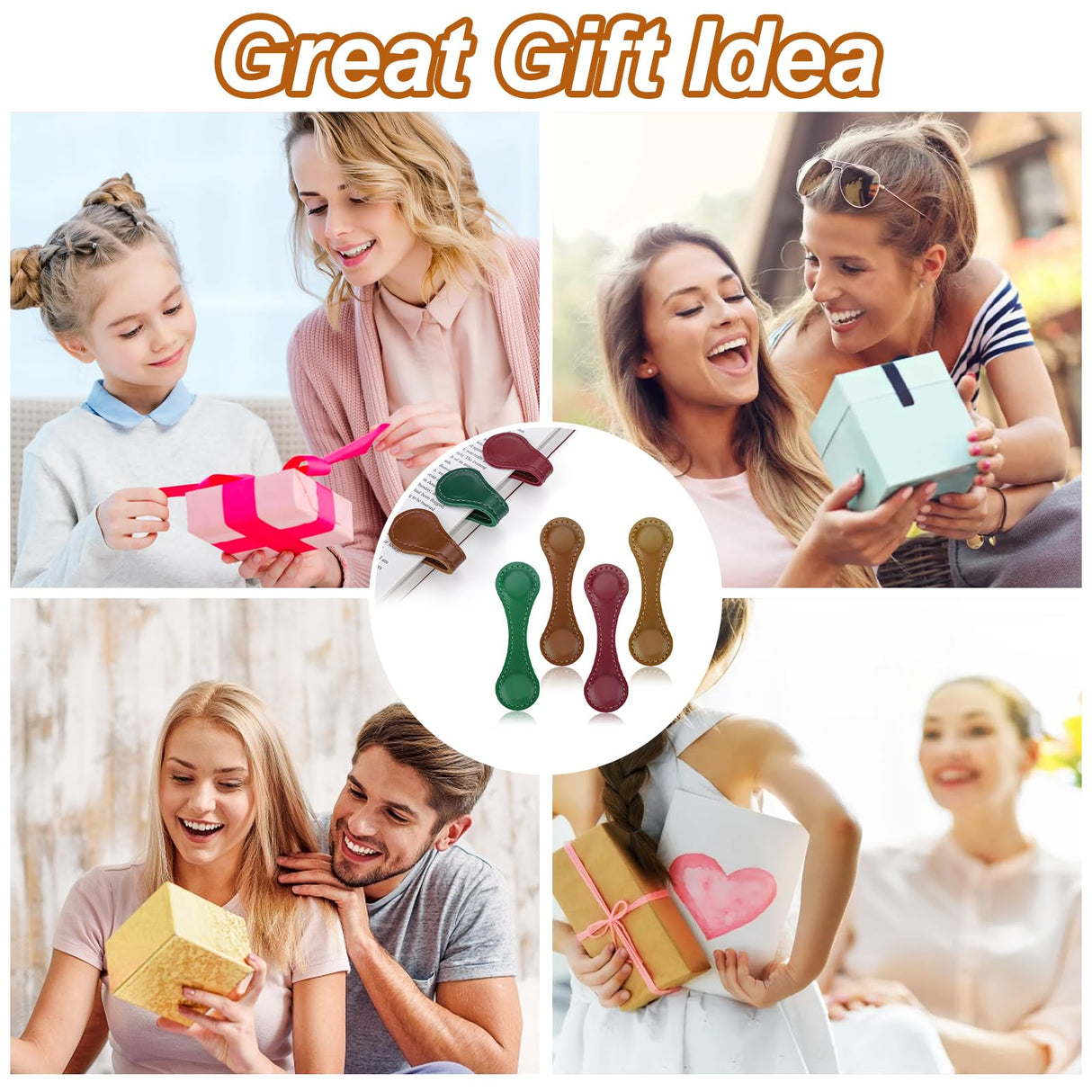 4PCS Magnetic Bookmarks, Leather Magnetic Bookmarks for Women, Double-Sided Magnetic Book Mark Clip Gift for Book Lover Readers Men Women Teachers Students, Book Accessories Mity rain