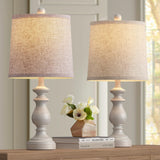 PARTPHONER Traditional Table Lamp Set of 2, Rustic Farmhouse Table Lamps for Living Room Bedroom, 22" Bedside Desk Lamps Vintage Nightstand Lamps with Linen Shades, Antique Grey PARTPHONER