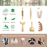 OYAMEQICH Wood Therapy Massage Tools Maderoterapia Kit Body Sculpting Tools for Lymphatic Drainage and Anti-Cellulite .Wood Massager Roller Rpoe for Back and Muscle Pain Relief (Medium) OYAMEQICH