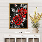 MEIYUDA Rose Diamond Painting Kits for Adults, 5D Red Rose Diamond Art Kits for Beginners, Floral Flowers DIY Gem Art Crystal Painting for Home Wall Decor Gift 12x16in MEIYUDA
