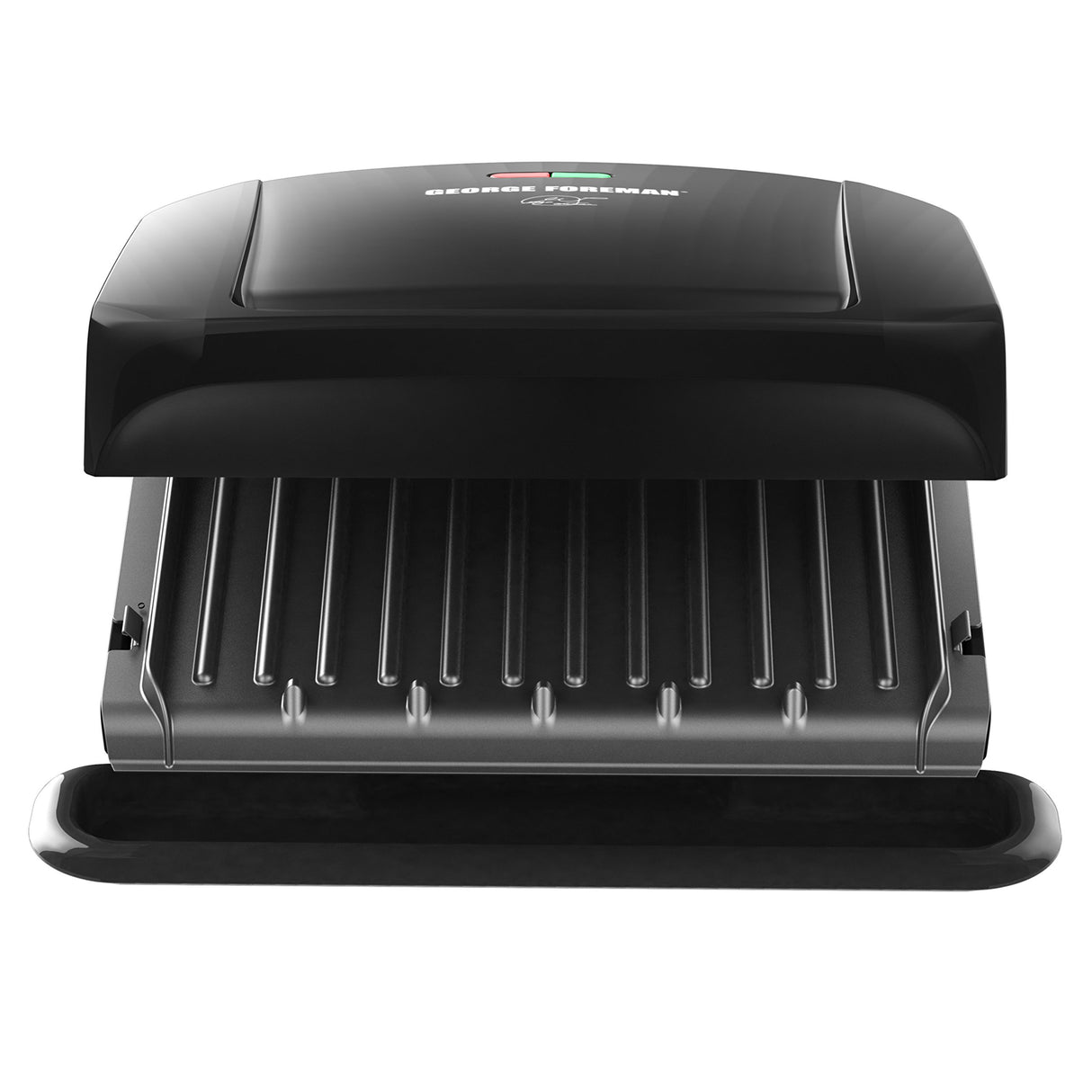 George Foreman 4-Serving Removable Plate Electric Grill and Panini Press, George Tough Non-Stick Coating, Drip Tray Catches Grease, Black George Foreman