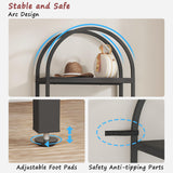 Yusong Bookshelf 4 Tier Arched Bookcase, 71.3" Tall Industrial Open Book Shelves for Living Room, Modern Freestanding Display Shelving Unit Storage Rack with Metal Frame, Office, Bedroom, Black Yusong