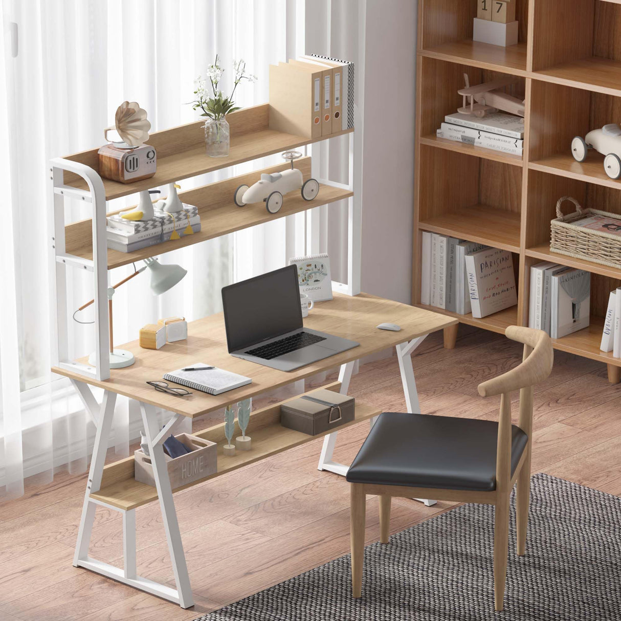 tonchean 47” Computer Desk with Hutch and Space-Saving Storage Shelves tonchean