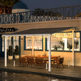 AECOJOY 12' x 10' White Pergola Gazebo, Large Wall Mounted Pergolas and Gazebos on Clearance, Outdoor Patio Lean to Hard Top Gazebo Metal Awnings for Decks,Patio, Porch, Backyard and More AECOJOY