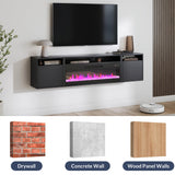 BELLEZE 70" Floating Fireplace TV Stand Wall Mounted with 36" Electric Fireplace,960 RGB Colors Entertainment Center with Storage for TVs up to 80", Modern Media Console TV Shelf for Living Room BELLEZE