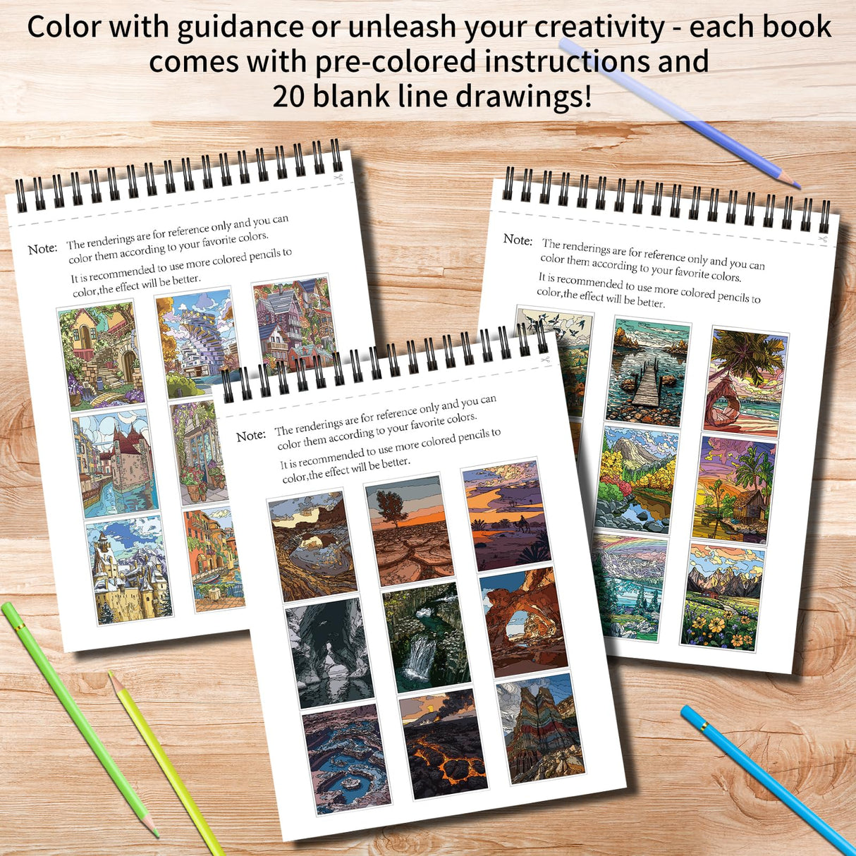 Kalysky Landscapes Adult Coloring Book Set of 3 – Complex Nature Landscapes & Iconic Architecture | Desert, Ocean Forests, Modern Wonders | Coloring Books for Adults Relaxation (8.25” x 11”) Kalysky