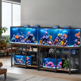 Kalrin 55-75 Gallon Aquarium Stand, 5-Tier Metal Frame Fish Tank Stand 40 Gallon Tank Stand 49.2" L*18.9" W Tabletop 780lbs Capacity (Vintage Brown, 55-75 Gallon) Kalrin