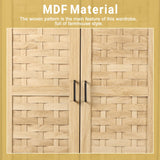 QEIUZON Wardrobe Closet, Freestanding Closet Wardrobe Cabinet with Wide Drawers & Hanging Rod, Armoire for Bedroom, Kids' Room, Dorm (Natural) QEIUZON