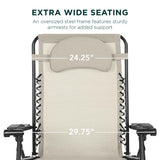Best Choice Products Oversized Zero Gravity Chair, Folding Outdoor Patio Lounge Recliner w/Cup Holder Accessory Tray, Pillow - Ivory Best Choice Products