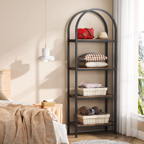 Tribesigns 4-Tier Black Wood and Metal Bookshelf - Stylish Open Storage Rack for Home or Office Tribesigns