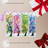 4 Pcs LINGFANG Diamond Painting Bookmark, Leather DIY Book Makers for Adults Book Lovers, Diamond Art Beginners, Small Diamond Art Kits, Paint by Art Crafts Supplies Gift for Girls (Season Tree) LINGFANG