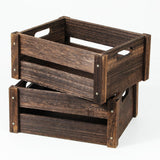 ROSOS Wooden Crates, Farmhouse Wooden Crates for Storage with Handles, Solid Wood Crates for Display, Durable Wooden Crate Box, Handmade Large Wooden Crate, Wooden Boxes for Decor, 2 Pack, Brown ROSOS