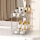 Vtopmart 4 Pack 2 Tier Bathroom Under Sink Organizers and Storage, Clear Kitchen Pantry Organization, Pull Out Medicine Cabinet Organizer with Movable Dividers Vtopmart