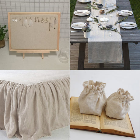 Nature Linen Needlework Fabric, Plain Solid Colour Linen Cloth Hemp Jute Fabric Table Cloth Garments Crafts Accessories, 20 by 62-Inch (Color 1) LOVOUS