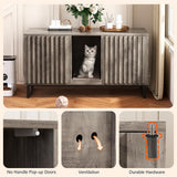 Double Litter Box Enclosure,Modern Cat Litter Box Enclosure for 2 Cats, Hidden Litter Box with Scratch Pad, Cat Washroom Pet House End Table, Entryway Bench for Livingroom (Gray) Halitaa