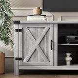 YESHOMY Modern Farmhouse TV Stand with Two Barn Doors and Storage Cabinets for Televisions up to 65+ Inch, Entertainment Center Console Table, Media Furniture for Living Room, 58 Inch, Gray Wash YESHOMY