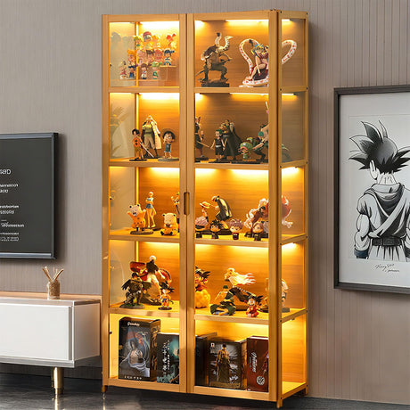 5-Tier Display Cabinet with Acrylic Glass Door, 65.5" High Display Case, Transparent Curio Cabinet&Bookcase for Collectibles, Toys, Books, for Playroom, Bedroom, Study Room iusyugh