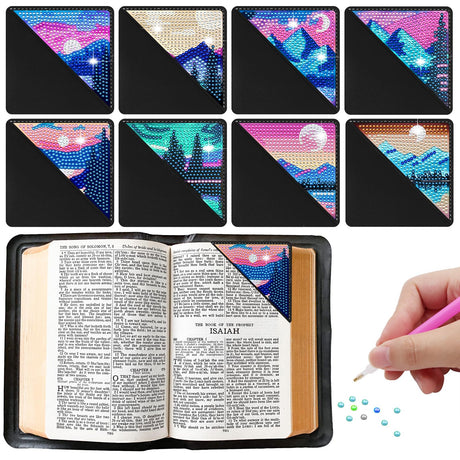 ZYNERY 8 Pcs Diamond Painting Bookmark Kits, Diamond Art Bookmarks for Adults, 5d Diamond Painting Corner Bookmark, Diamond Painting Kits for Beginners, DIY Bookmarks for Birthday, Christmas Gift ZYNERY