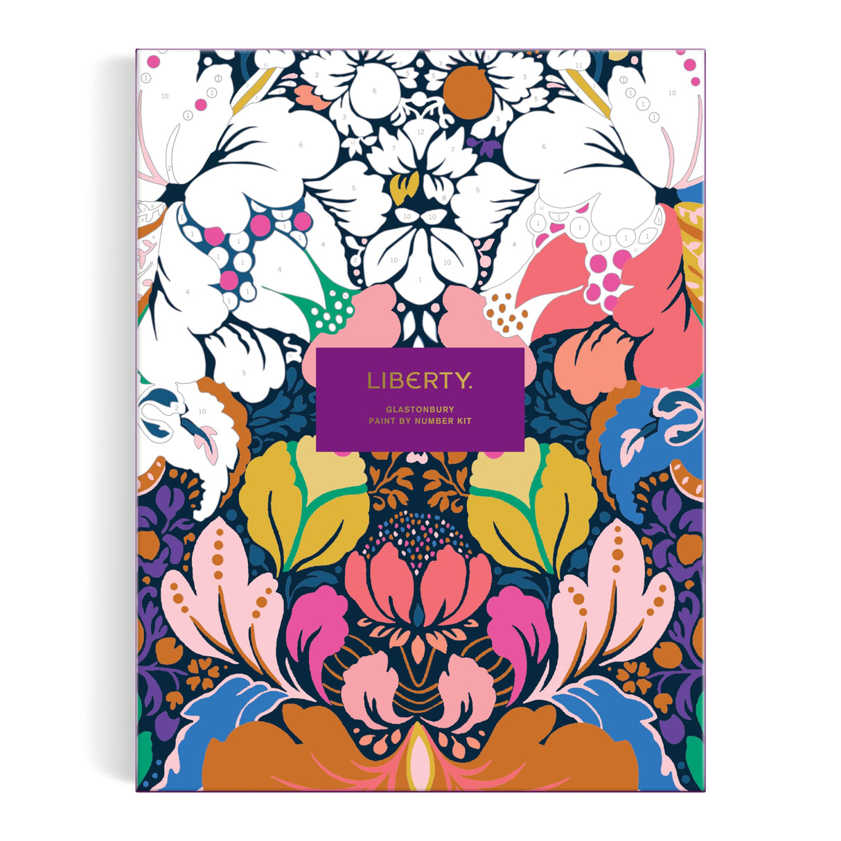 Galison Liberty Glastonbury – DIY 9 x 12 Paint by Number Kit with Iconic Liberty Print Art for Beginners and Experts Includes Paint and Brushes Galison