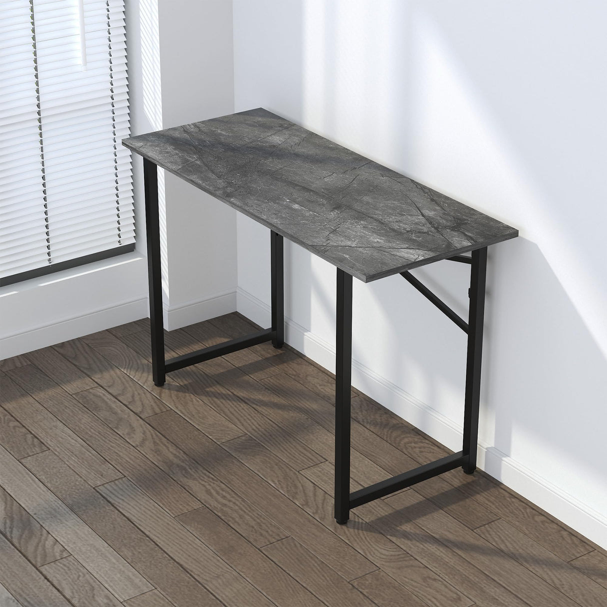 Lutown-Teen Folding Computer Desk 47 inch Writing Gaming Computer Camping Table, No Assembly Required Home Office Desk, Grey Lutown-Teen