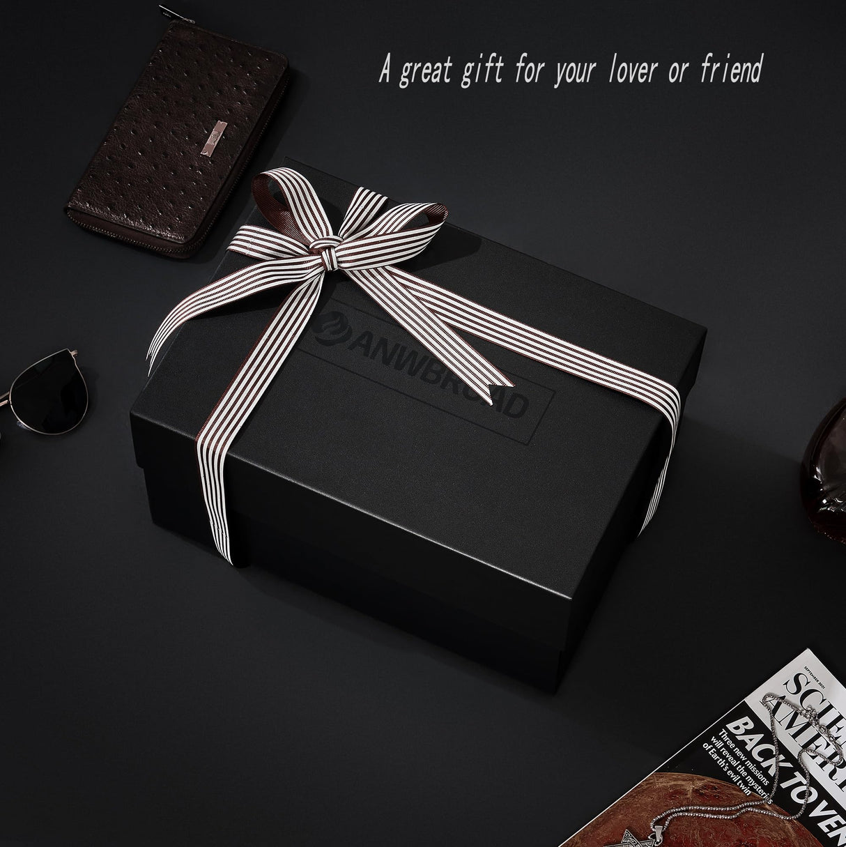 ANWBROAD 20 Slot Watch Box for Men and Women - 2-Tier Display Case With Large Glass Lid, Lockable Wooden Organizer, Luxurious Holder UJWB002Y ANWBROAD