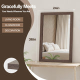 Bathroom Mirror for Wall with Wooden Frame, 36"x24" Rustic Farmhouse Vanity Mirror with Solid Wood Frame, Rectangular Wall-Mounted Mirror for Bathroom, Living Room, or Entryway TRAHOME