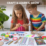 EPUMP Wooden Painting Kit for Kids - Glow in The Dark Arts and Crafts Supplies Kits for Boys Girls - Kids Activities Creative Art Set Birthday Gifts DIY Paint Toys for Ages 6 7 8 9 10 11 12 Years Old EPUMP