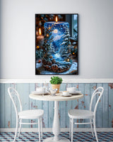 KINPLUB Christmas Candles Diamond Painting Kits for Adults Beginners, Winter Forest Snow Scenery Diamond Art Kits for Adults, DIY Full Drill Round Gem Art Dots for Home Wall Decor 12x16 Inch KINPLUB