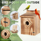 Gtongoko Bird Houses for Outside Clearance 1-3/5” Entrance Hole Wood Blue Birdhouses for Outdoors with Air Vents Easy to Clean Carbonized Wooden Nesting Box for Cardinals Swallows Finches Chickadee Gtongoko