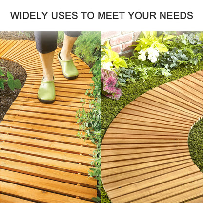 Wooden Pathway 8', Realife Roll Out Weather-Resistant Garden Cedar Walkway for Outside, Patio, Beach - WoodArtSupply