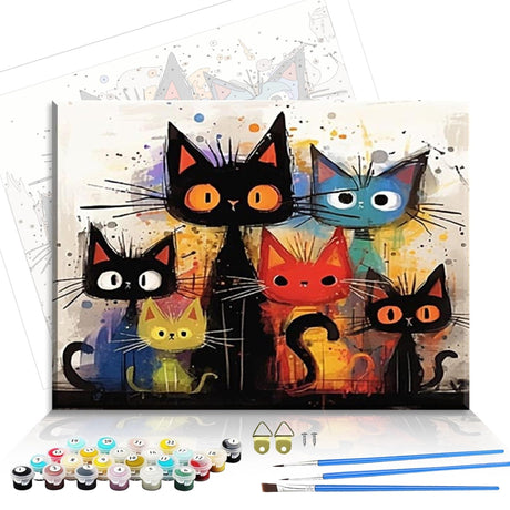 Cat Paint by Numbers Kit for Adults Framed Canvas,Animal Painting by Numbers Kits with Frame on Canva for Beginner,DIY Watercolor Oil Painting Frame for Birthday Gift Relax Decor for Home Wall. (cat1) Hestarcul