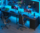 TVU 110" 2 Person Desk with 8 Drawers, Large Writing Home Office Desks with Outlets, I Shaped Workstation Double Desk Drawer Organizers (Rustic) TVU