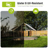 HEYTOWN Large Metal Chicken Coop Chicken Pen with Water-Resident and Anti-UV Cover Walk-in Poultry Cage Chicken Runs for Yard with Cover Duck Rabbit Dog House Outdoor HEYTOWN