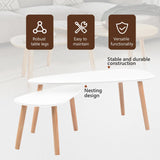 vidaXL Nesting Coffee Table 2 pcs, Side Tables with Solid Pine Wood Legs, Scandinavian Style End Table for Living Room, White vidaXL