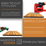 24 Sq Ft Interlocking Deck Tiles Snap Together Wood Flooring - 12 x 12 Acacia Hardwood Outdoor Flooring for Patio - Click Floor Decking Tile, Water Resistant Balcony Flooring, Wooden Parquet Flooring Majestick Goods