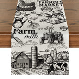 Artoid Mode Tractor Milk Farm Table Runner, Cow House Fall Kitchen Dining Table Decoration for Outdoor Home Party 13x72 Inch Artoid Mode