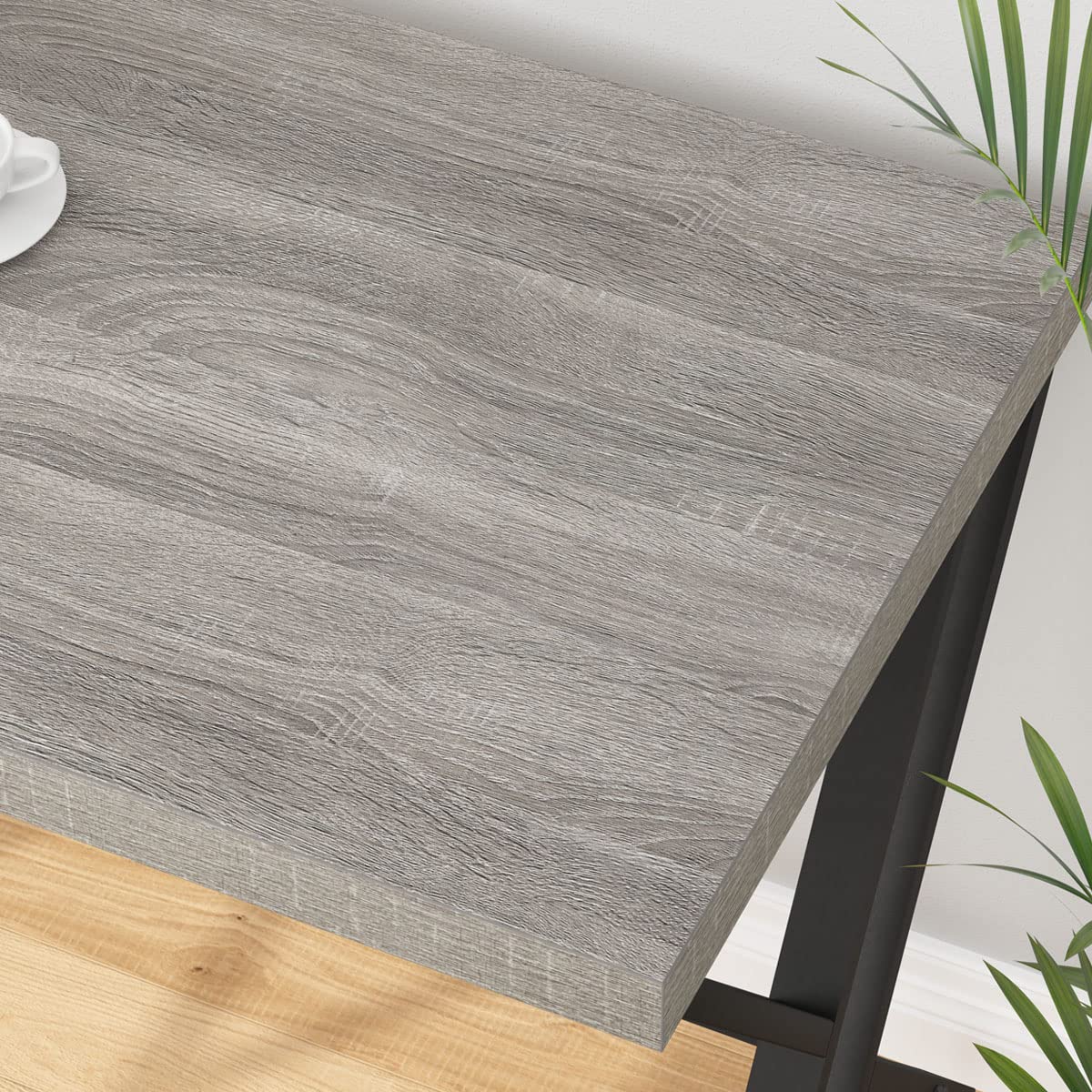 LVB Grey Desk, Industrial Wood Home Office Computer Desk for Bedroom, Farmhouse Metal Wooden Study Work PC Gaming Writing Table, Modern Simple Executive Writing Desk with Storage, 47 Inch, Light Gray LVB