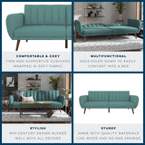 Novogratz Brittany 82 Inch Futon Sofa Bed, Upholstered Couch Sleeper with Tufted Back, Mid-Century Modern, Teal Novogratz