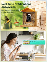 Osoeri Bird Feeder with Camera, Smart Bird Feeder Camera with 1080P HD AI Identify, Metal Bird Feeder Auto Capture Bird Videos & Motion Detection, Ideal Gift for Bird Lovers Osoeri
