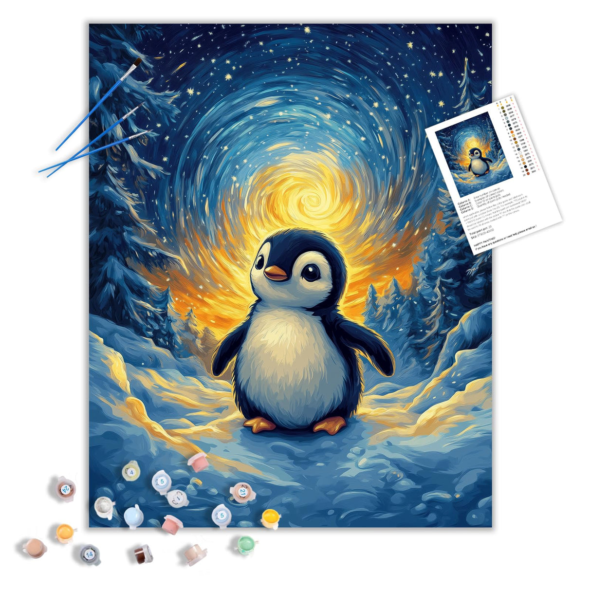 ARNLRDYA Penguin Animals Paint by Numbers for Adults, Starry Sky Paint by Number Kits, Forest Snow Acrylic Painting for Home Decor -Cute Animal(16×20inches, No Frame) ARNLRDYA