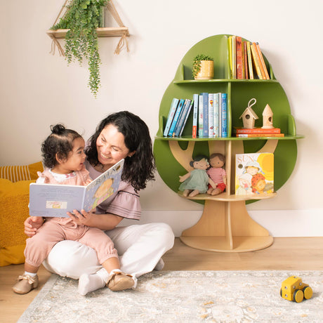 Guidecraft Kids Tree Bookshelf: Montessori Bookcase & Kids Toy Storage Organizer | Green Wooden 4 Tier Book Display | Nursery Furniture | Toddler Themed Book Shelf | Bedroom and Playroom Organizer Guidecraft