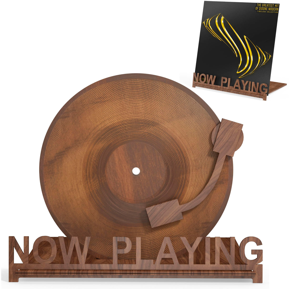 Heather & Willow Now Playing Vinyl Record Holder | Now Playing Vinyl Record Stand Display | Wood Vinyl Record Storage Stands for Albums | Now Spinning Vinyl Accessories Rack Heather & Willow