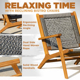 Idzo Solid Wood Rope Bistro Set of 3, Reclining Set 3 IDZO